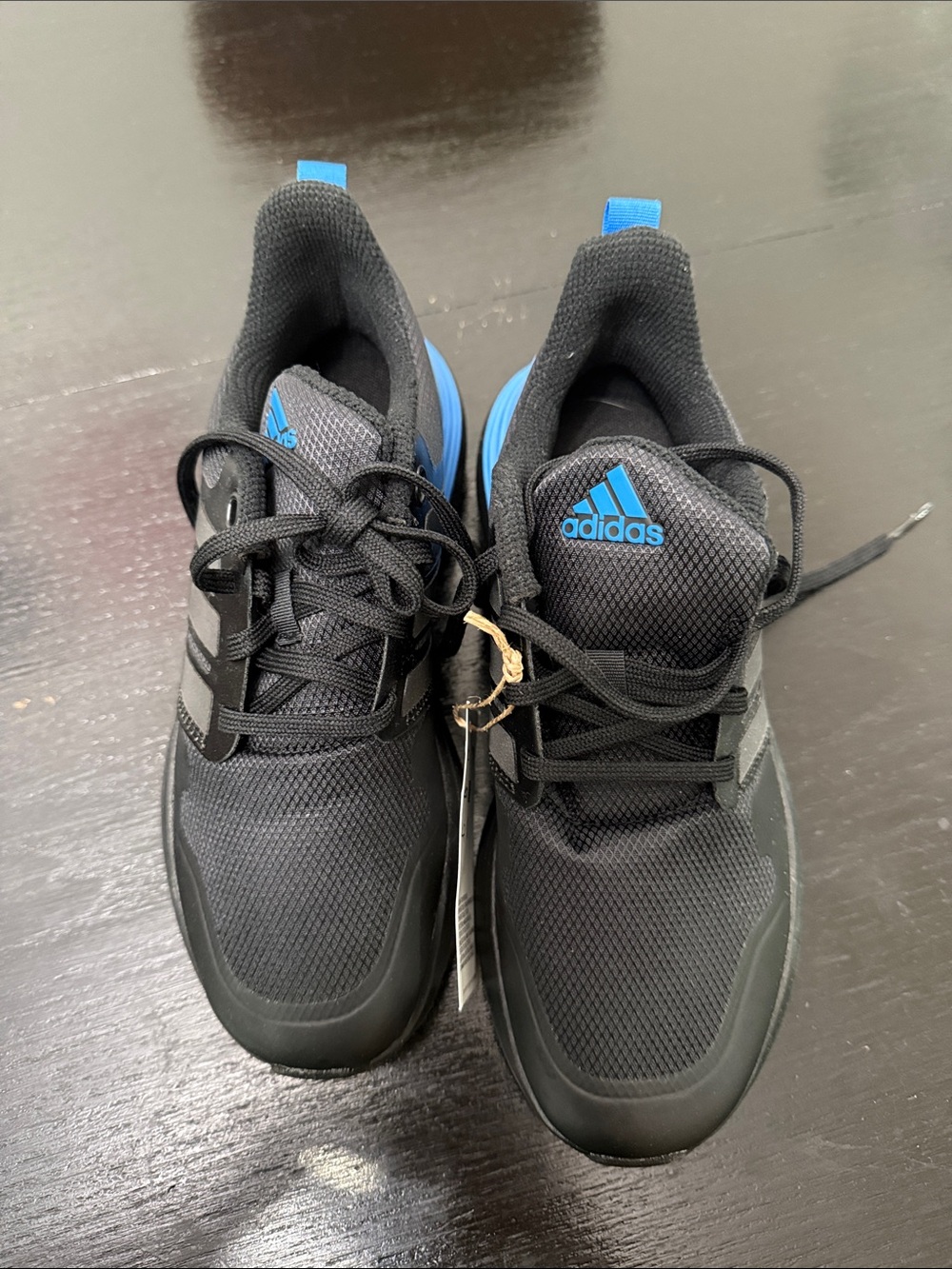 Adidas Kids Black Sneakers with Blue Accents